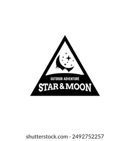 Vector logo a silhouette image of a crescent moon with stars.
