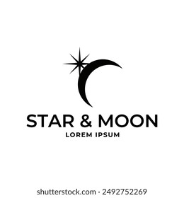 Logo de Vector una Imagen de silueta de una luna creciente con estrellas.