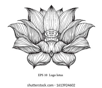 vector logo with silhouette lotus on white background.
shadow of beautiful flower.