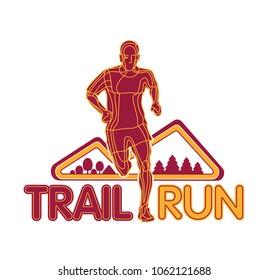 Vector Logo Silhouette Of A Runner Running Forward Dynamics Power Trail Marathon