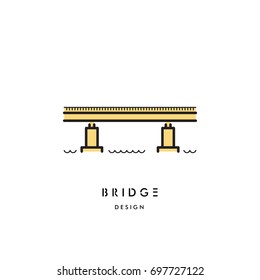 Vector logo of a simple girder bridge, the symbol connecting the two banks of the river. Icon of the bridge drawn in the linear style