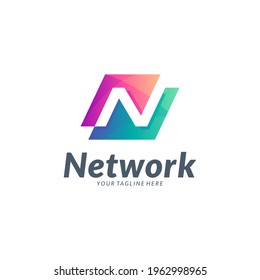 Vector logo of simple initial letter N with two gradient color combination