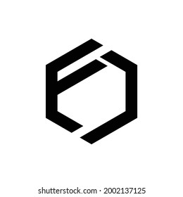 vector logo simple letter F and J inside a hexagon