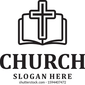 Vector logo of a simple line art church