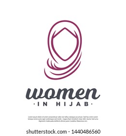 Vector logo of a simple minimalist veiled woman