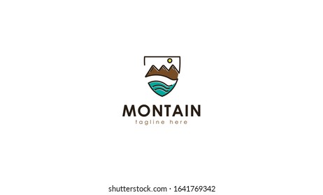 vector logo of the simple mountain design combined with lines, but attractive appearance