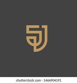 Vector Logo SJ Letter with Shield Shape, A Premium Fashion Clothing Wear Brand Company 