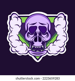 Vector logo skull with smoke, for gaming club and community.