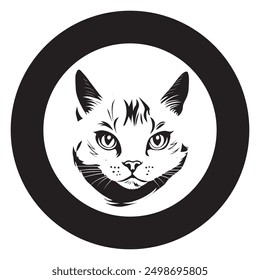 A vector logo of a sleek cat head—ideal for pet brands, merchandise, and professional use. Its clean design adds a touch of modern elegance to any project