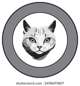 A vector logo of a sleek cat head—ideal for pet brands, merchandise, and professional use. Its clean design adds a touch of modern elegance to any project