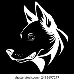 A vector logo of a sleek dog head perfect for pet brands, merchandise, and professional use. Its clean design adds a touch of modern elegance to any project