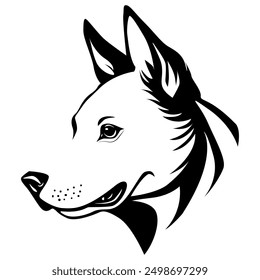 A vector logo of a sleek dog head perfect for pet brands, merchandise, and professional use. Its clean design adds a touch of modern elegance to any project