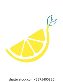 vector logo of a slice of lemon with a leaf at the end