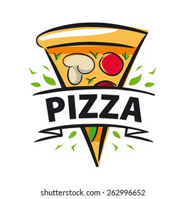 vector logo slice of pizza and ribbon
