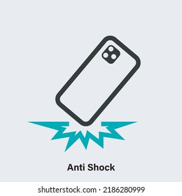 Vector logo of smartphone falling on floor and text against gray background