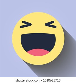 Vector logo. Smile face sign pin icon. Happy smiley chat symbol
