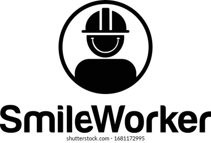 Vector Logo Smile Worker with a flat design 