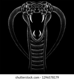 The Vector logo snake cobra for tattoo or T-shirt design or outwear.  Cute print style yhe serpent day background.