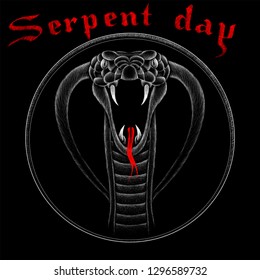 The Vector logo snake cobra for tattoo or T-shirt design or outwear.  Cute print style yhe serpent day background.