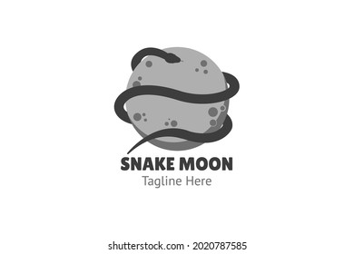 vector logo snake wrapped around the moon