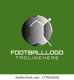 Logo vector de un campeonato de fútbol con ilustraciones de atletas de fútbol y fútbol jugando al fútbol.