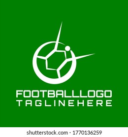 Vector logo for a soccer championship with illustrations of soccer and soccer athletes playing soccer.