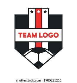 Vector logo of a soccer team with a ball and stripes with stars. Football illustration.