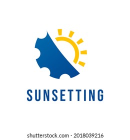 vector logo of solar energy icons with natural element shapes such as the sun and lightning with the addition of plugs and wires that represent environmentally friendly solar energy