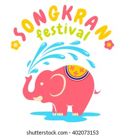 Vector logo for Songkran festival in Thailand with elephant