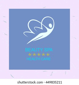 Vector logo for spa, beauty and relaxation treatments. Women butterfly. Company identity logotype. Beautiful and health care.