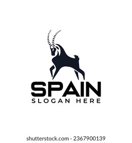 Vector logo for Spain, including angry bull illustration Spain icon