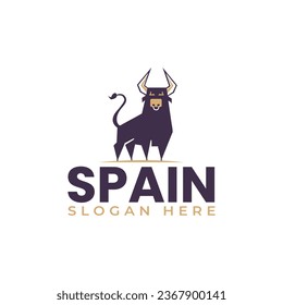 Vector logo for Spain, including angry bull illustration Spain icon