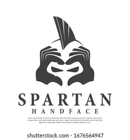 vector logo of Spartan soldiers with hands as masks