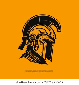 Vektorlogo Spartanisches Kriegersymbol, Emblem. Spartan-Helm-Logo, Helm-Logo für den griechischen Glashubschrauber