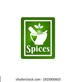 Vector logo for Spices, in bowl filled with condiments