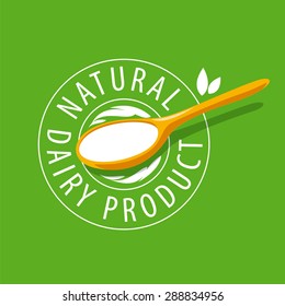vector logo spoon with milk product