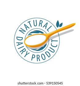 cuchara con logotipo vectorial con producto lácteo