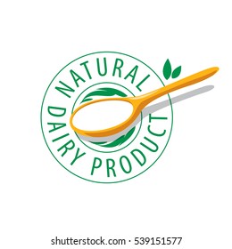 vector logo spoon with milk product