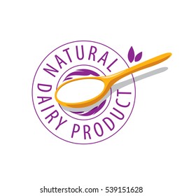 vector logo spoon with milk product