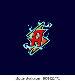 vector logo A sport letter a with red color, lightning effect, elegant , suitable for identity your team, your logo, your mascot etc.