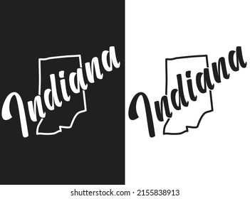 Vector logo of state Indiana. Illustration of the USA states emblema. Lettering and outline of the territory of the United States of America. Image for US cards, print, decor, poster, banner