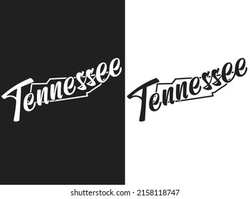 Vector logo of state Tennessee. Illustration of the USA states emblema. Lettering and outline of the territory of the United States of America. Image for US cards, print, decor, poster, banner, design