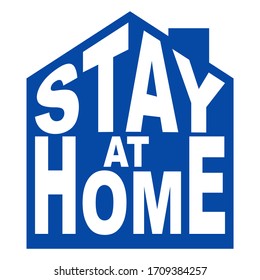 Vector logo stay at home, The concept of quarantine, medical isolation and protection. How to prevent the spread of covid-19 virus, Home icon, Stay at home blue logo