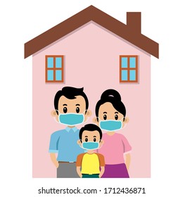 Vector logo stay at home, The concept of quarantine, medical isolation and protection. How to prevent the spread of covid-19 virus, Home icon, Stay at home flat illustration