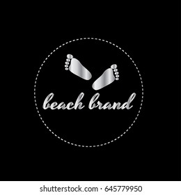 Vector logo of steps on a beach. Summer brand emblem in silver gradient