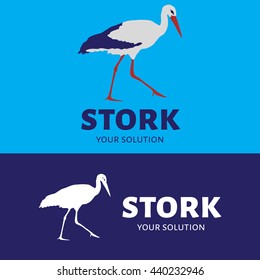 Vector logo the stork. Brand's logo in the form of a stork