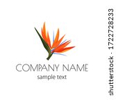 Vector logo with strelizia. Simple sign for flower shop, organic shop, restaurant with bird of paradise flower.
