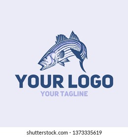 vector logo striped bass fishing