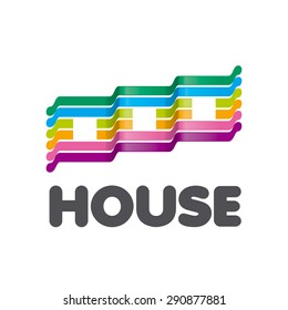 vector logo striped colorful houses