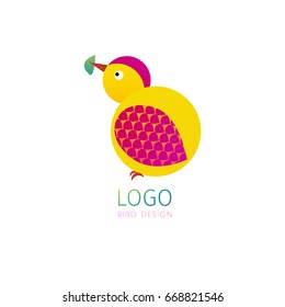 Vector logo of stylized bird on white isolated background. Dove icon for business design, nature concept, greeting cards, print, flyers, web.
